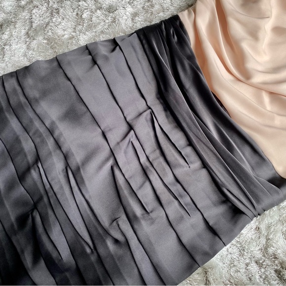 Express One Shoulder Satin & Chiffon Dress in Nude & Black Size 4 - Picture 6 of 7